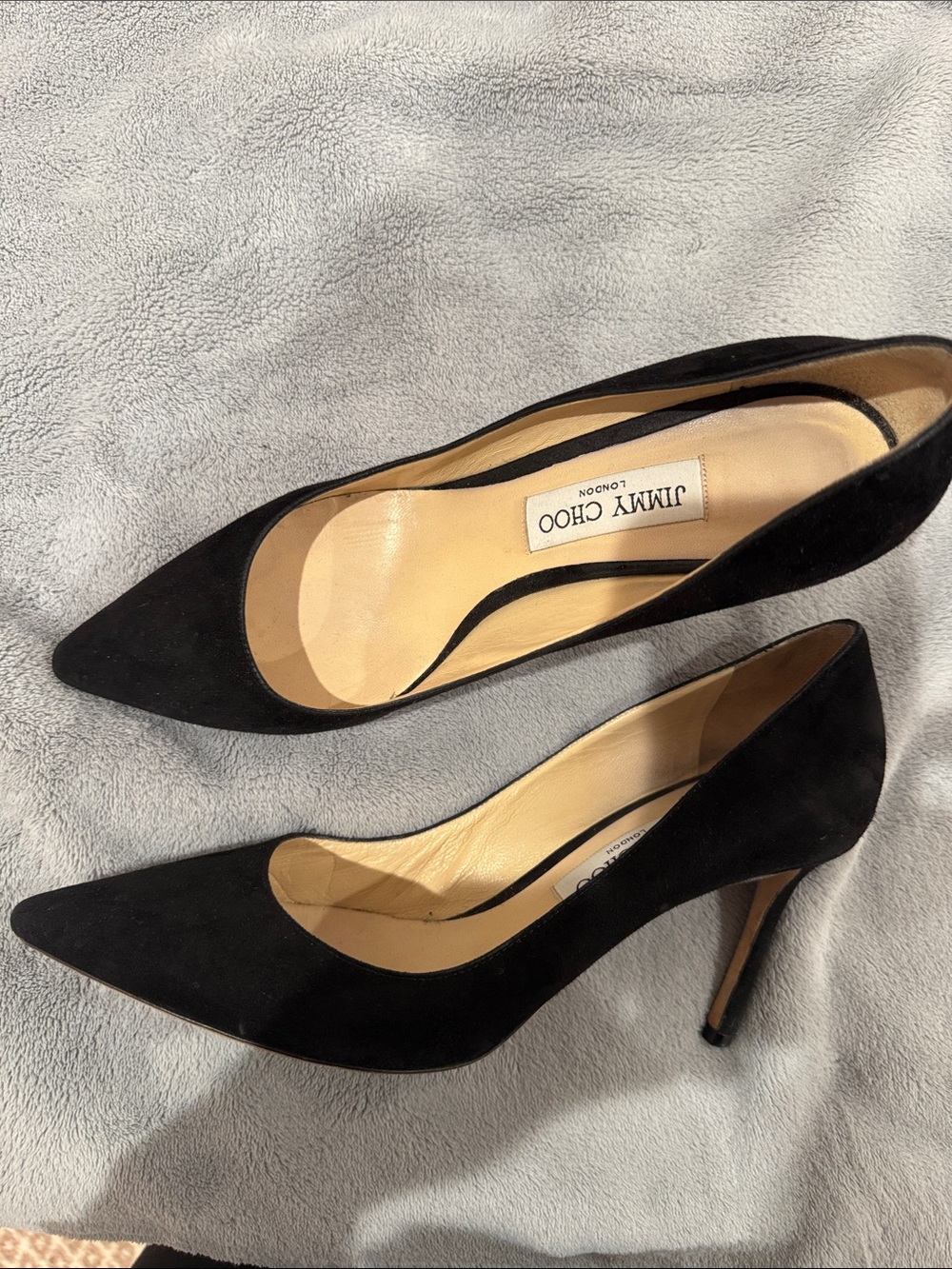 Jimmy Choo Black Suede Pointed-Toe Stiletto Pumps